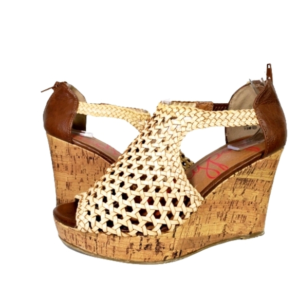 JELLYPOP TAN CASTLE APRILLA CORK WEDGE SANDAL